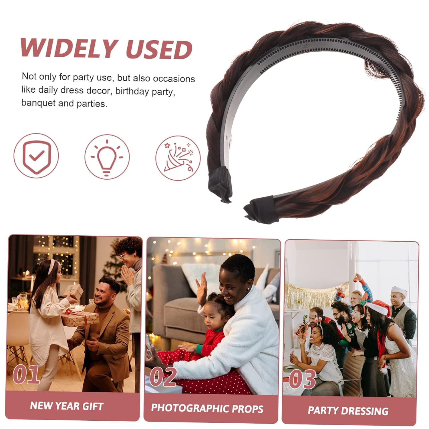 Angoily Wide Plaited Braids Hairband for Women Elegant Decorative Hair Clasp Teeth for for Daily Wear Parties and Special Occasions Fashionable Headdress Deep