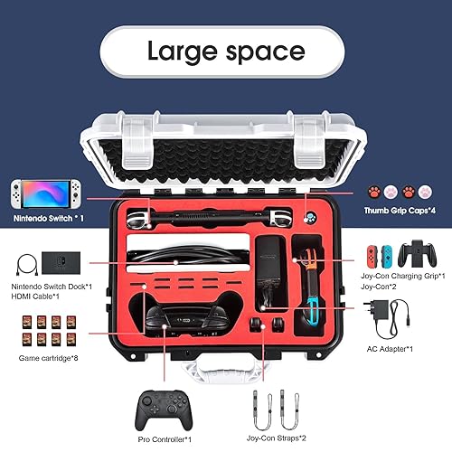 Miniatura 2 de RQUOIRE Carrying Case for Nintendo Switch Travel Case ,Professional Deluxe Waterproof Case Soft Lining Hard Case for Nintendo Switch OLED Model