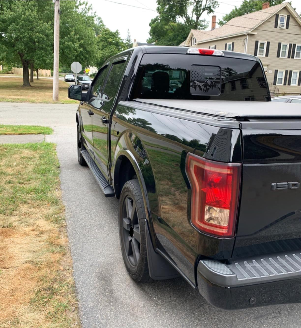 for Ford F150 Accessoreis, Rear Middle Window Matte Black Mountain American Flag Decals, for Ford F150 F250 F350 2015 206 2017 2018 2019 2020 2021 2022 2023 Accessoreis image 5