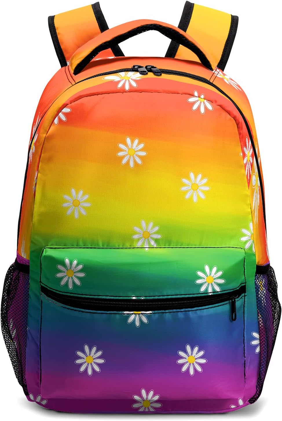 Rainbow Backpack for School Colorful Rainbow Daisy Theme Kids Schoolbag for Kindergarten Primary Elementary Middle School Lightweight Bookbag Back Pack for Boys Girls Children