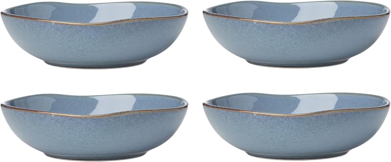Oneida Organic Shades Blue Stoneware Pasta Bowl Set for 4, 34.5oz | dishwasher safe, microwave safe | kitchen and dining essential | 34.5oz, salad bowls, gift for women
