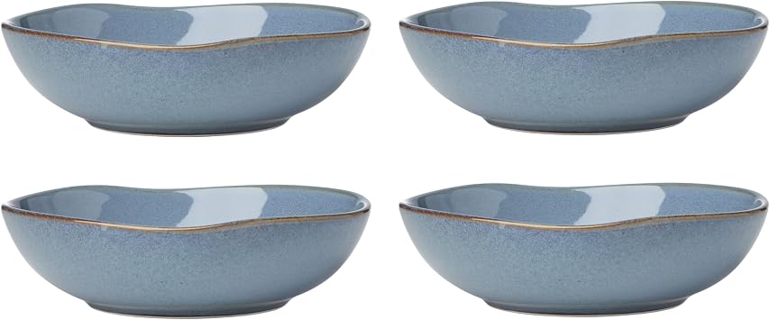 Oneida Organic Shades Blue Stoneware Pasta Bowl Set for 4, 34.5oz