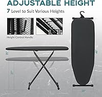 Vista 2 de Tabla de planchar de 48 x 15 pulgadas, tabla de planchar ancha y resistente de tamaño completo, mesa de planchado resistente con colgador