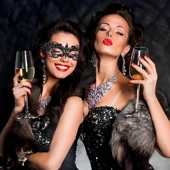 3Pcs Masquerade Mask for Women, Lace Party Half Face Masquerade Mask, Luxury Masquerade Masks, Prom Halloween Carnival Masquerade Mask Women for Costume Party Women Girl Ladies