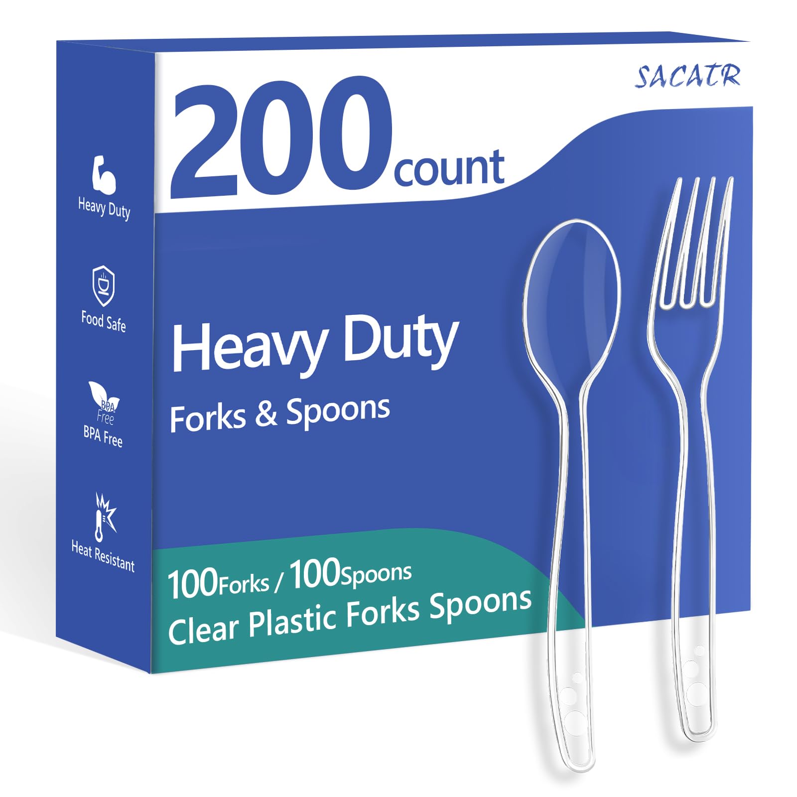 SACATR 1000 Count Clear Plastic Silverware Heavy Duty -Forks, Spoons,Knives — Amazon image 16
