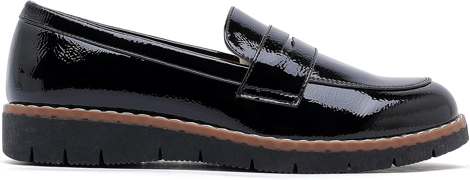 Women's Round Toe Platform Chunky Heeled Loafers Womens Business Casual Shoes - Image 5