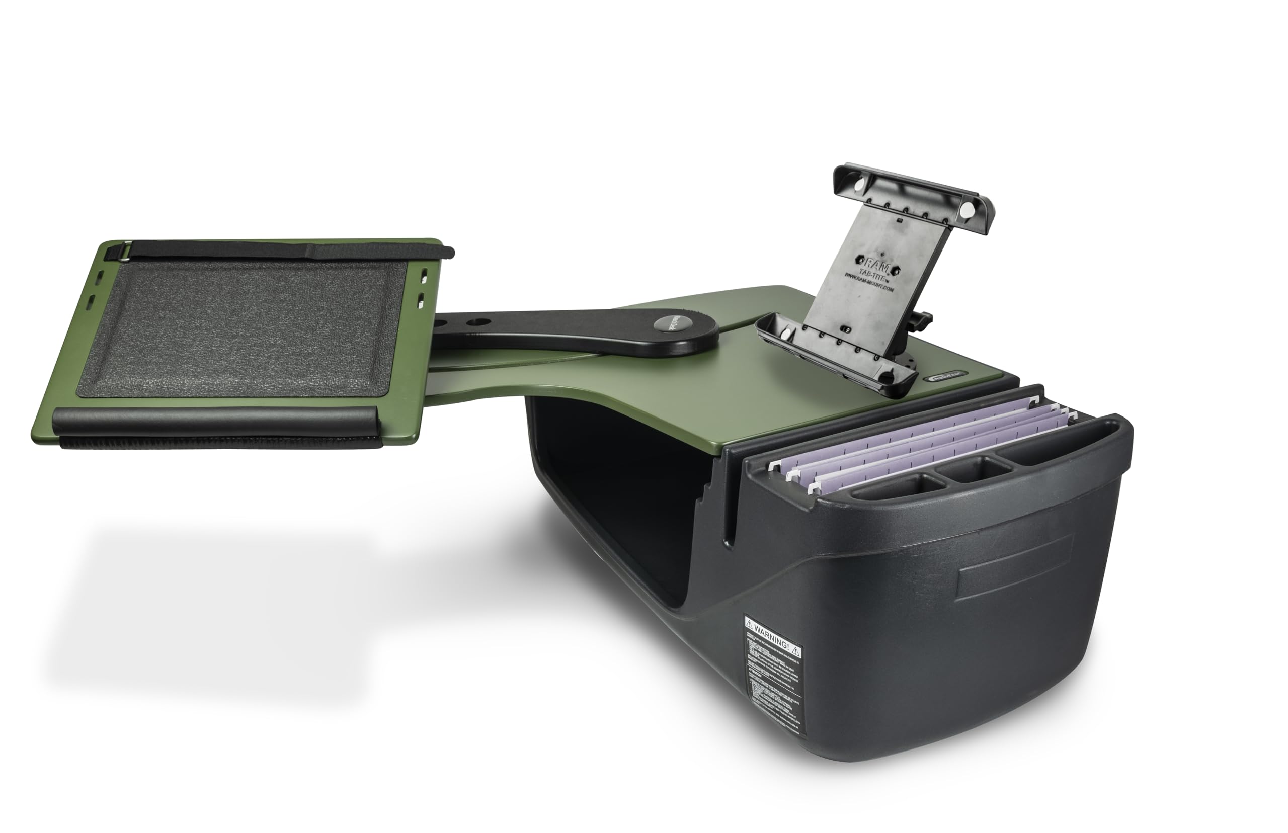 Bureau de voiture pour siège arrière AutoExec vert kaki avec support pour tablette tactile