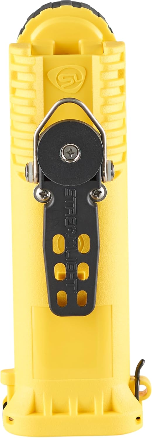Streamlight 91831 Survivor Pivot 325-Lumen Right Angle Articulating Dual Beam Rechargeable Flashlight with 120V/100V AC/12V DC, Magnet and Clip, Yellow
