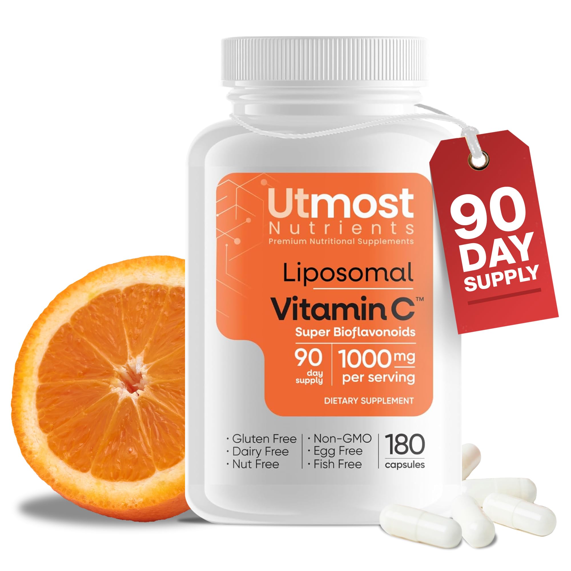 Liposomal Vitamin C - 1000MG VIT C & 100MG Super Bioflavonoid Complex for Enhanced Wellness | Antioxidant Supplement with Natural Raw Ingredients for Adults | Advanced Support | Non-GMO (180 capsules)