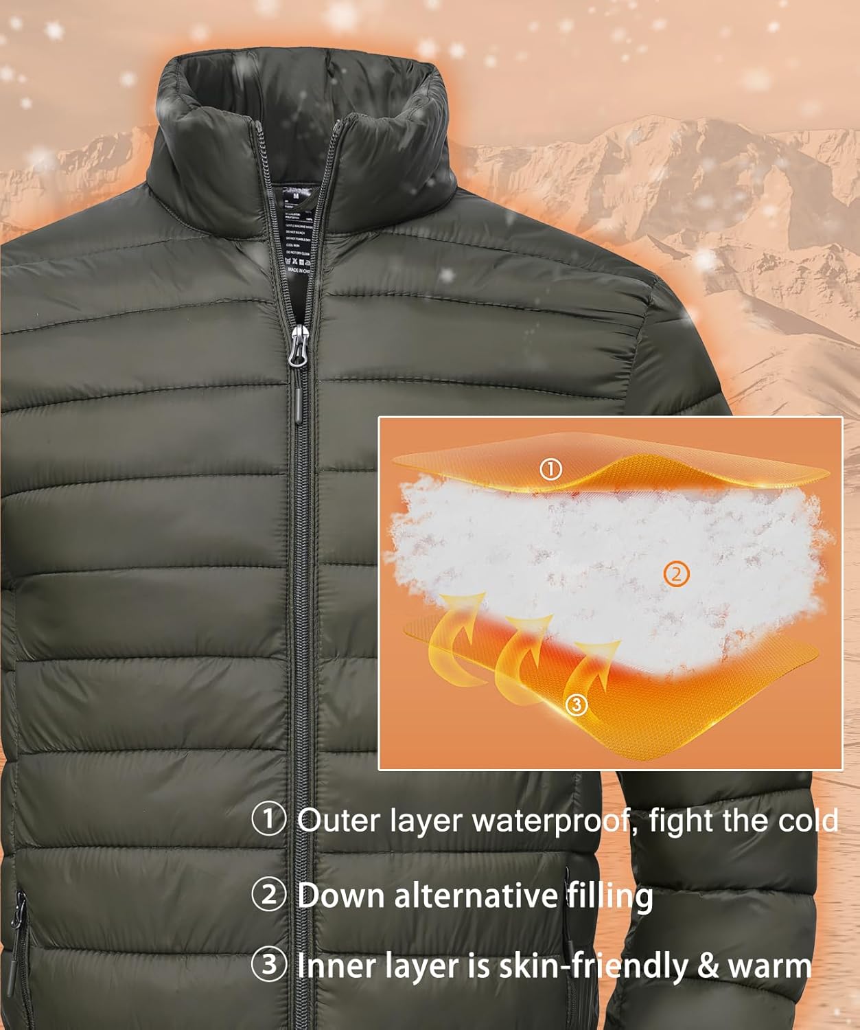 SPOSULEI Men Puffer Down Jacket Packable Lightweight Winter Jackets Coats Outdoor Waterproof Insulated Jackets - Image 4