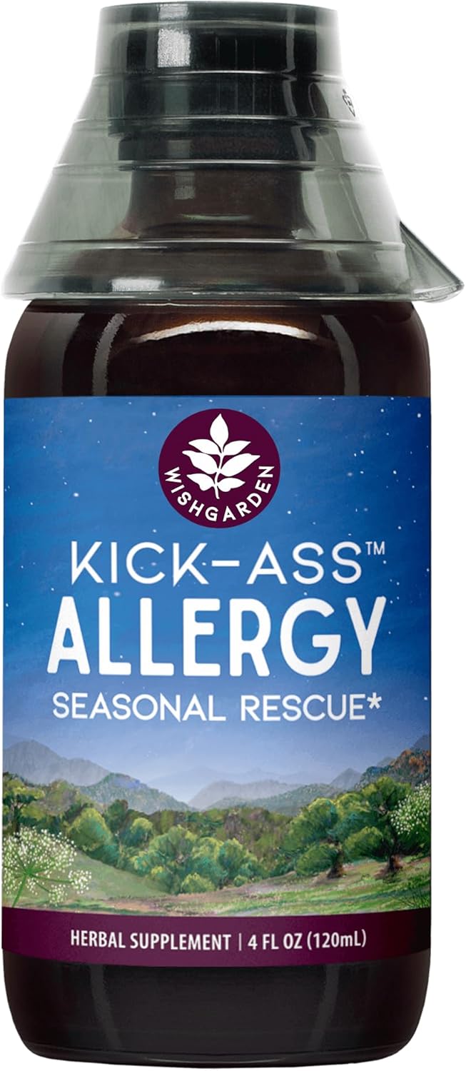 WishGarden Herbs Kick-Ass Allergy - Plant-Based Non-Drowsy Herbal Allergy Supplement with Nettle Leaf, Echinacea, & Yerba Santa, Supports Healthy Histamine Response to Seasonal Irritants, 4oz