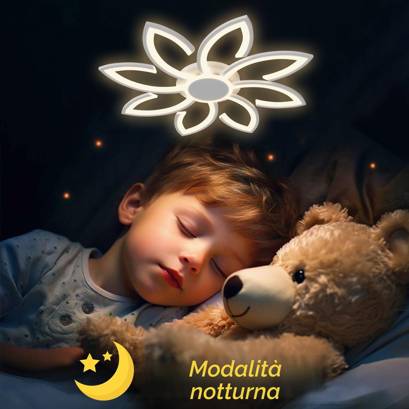 Plafoniera LED Soffitto Smart 80cm, Lampadario Moderno Design a Fiore Dimmerabile Compatibile con Alexa/Google Home, Luce con App/Telecomando per Salotto e Camera, 3000K-6500K, Bianco