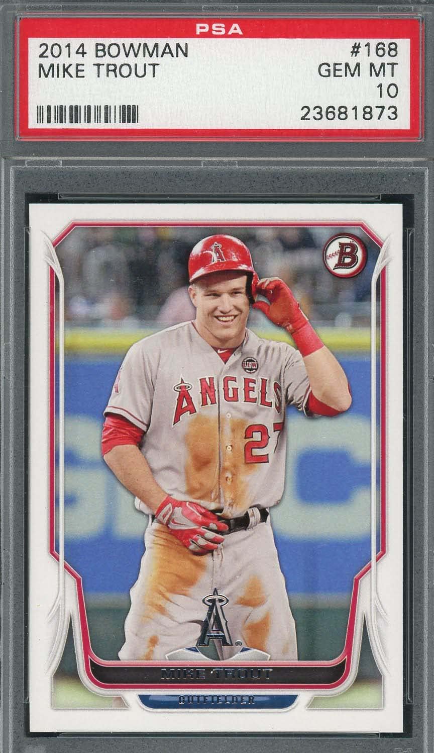 Mike Trout 2014 Bowman Baseball Card #168 Graded PSA 10