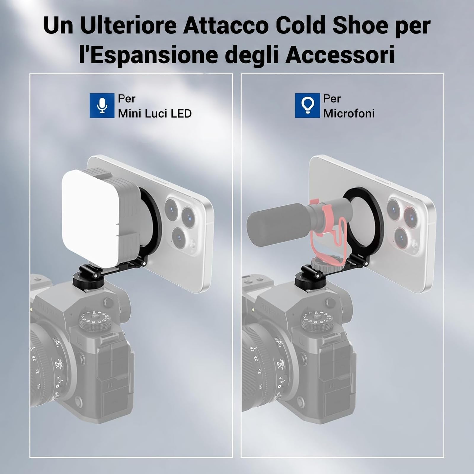 NEEWER Supporto Telefono Treppiede Magnetico con Cold Shoe, Phone Holder Portatile Compatto Leggero in Alluminio per Fotocamera, Compatibile con MagSafe iPhone Samsung Android per Riprese video, CA163