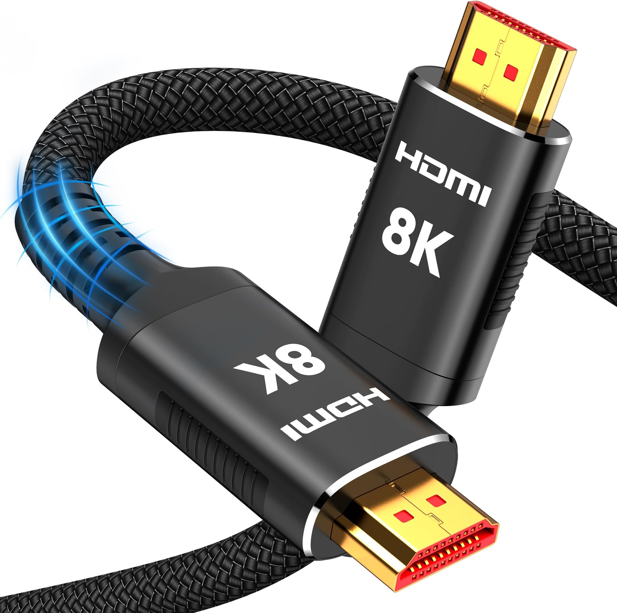 - 8K HDMI Cable 6.6 ft, Non-Slip Nylon Braided, 48Gbps Ultra High-Speed HDMI Cables Cord, 10K 8K@60Hz, 4K@120Hz Compatible for TV/PS-5/X-box/Projector/Sound System & More