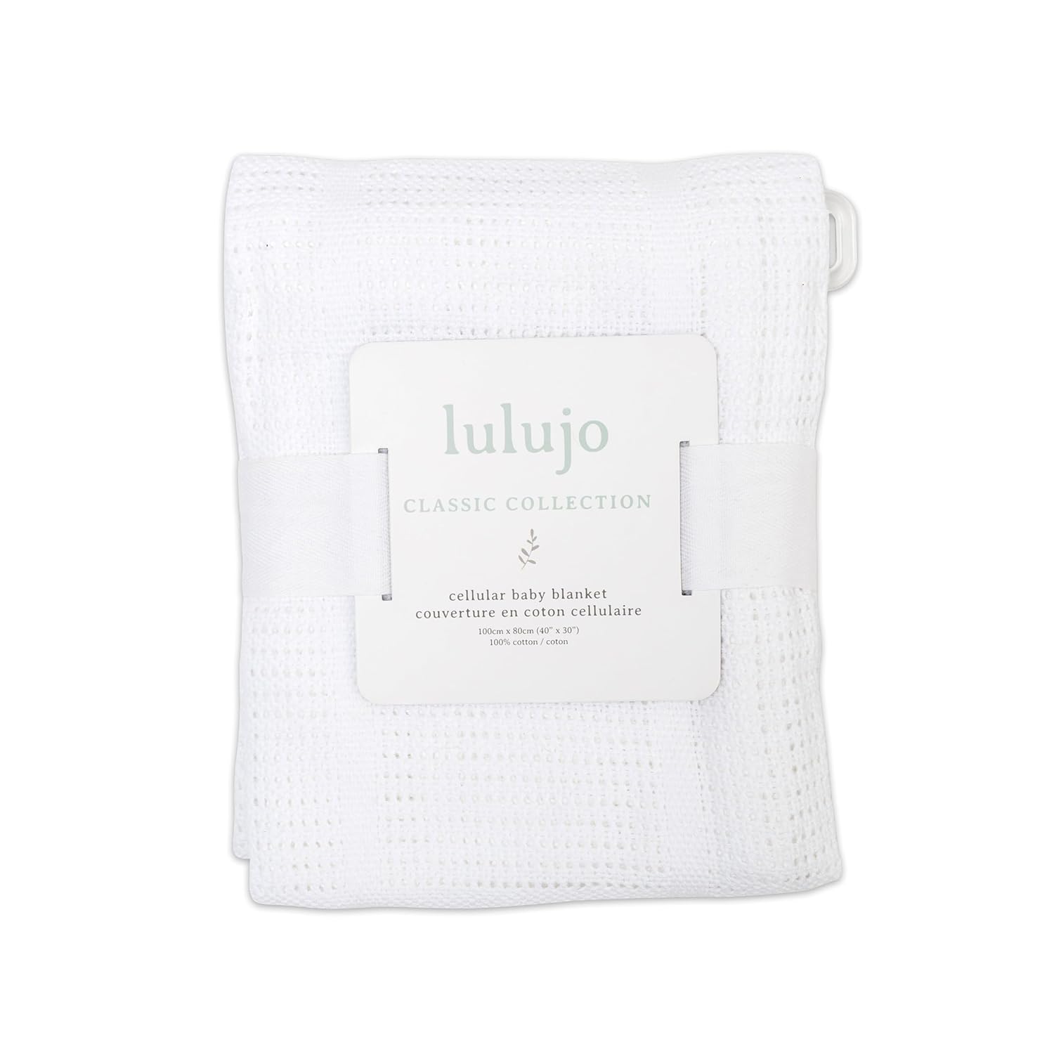 Lulujo Baby Cellular Baby Blanket, White