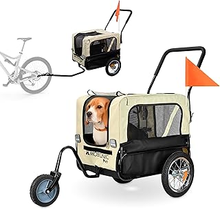 Mobiclinic®, Hundeanhänger für Fahrrad + Hundewagen, 2 in 1, Bis 40 kg, wasserdichte Abdeckung, 123x67x100 cm, Reflektoren & Fahne, 600D Oxford, Für Kleine und Mittelgroße Hunde