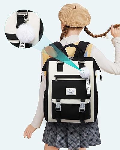 Miniatura 7 de LOVEVOOK Mochila escolar para estudiantes, mochila universitaria de 15.6 pulgadas, bonita bolsa ligera para niñas, mochila informal impermeable para