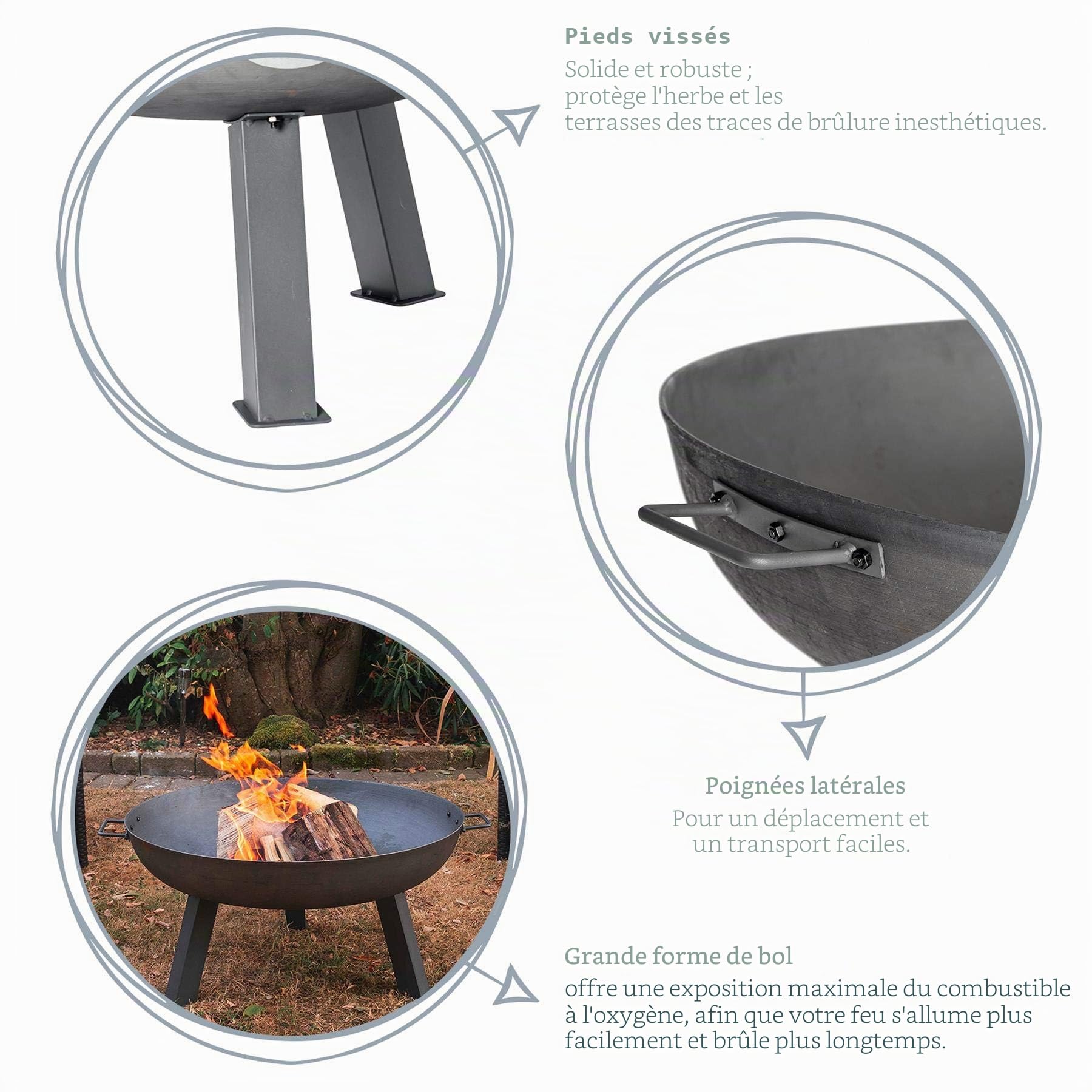 Harbour Housewares Foyer en Fonte de 75 cm - Brasero de Jardin extérieur Frazier Poêle de Chauffage de Patio de Jardin pour bûches de Bois, Charbon de Bois, Barbecue, Foyer de Camping