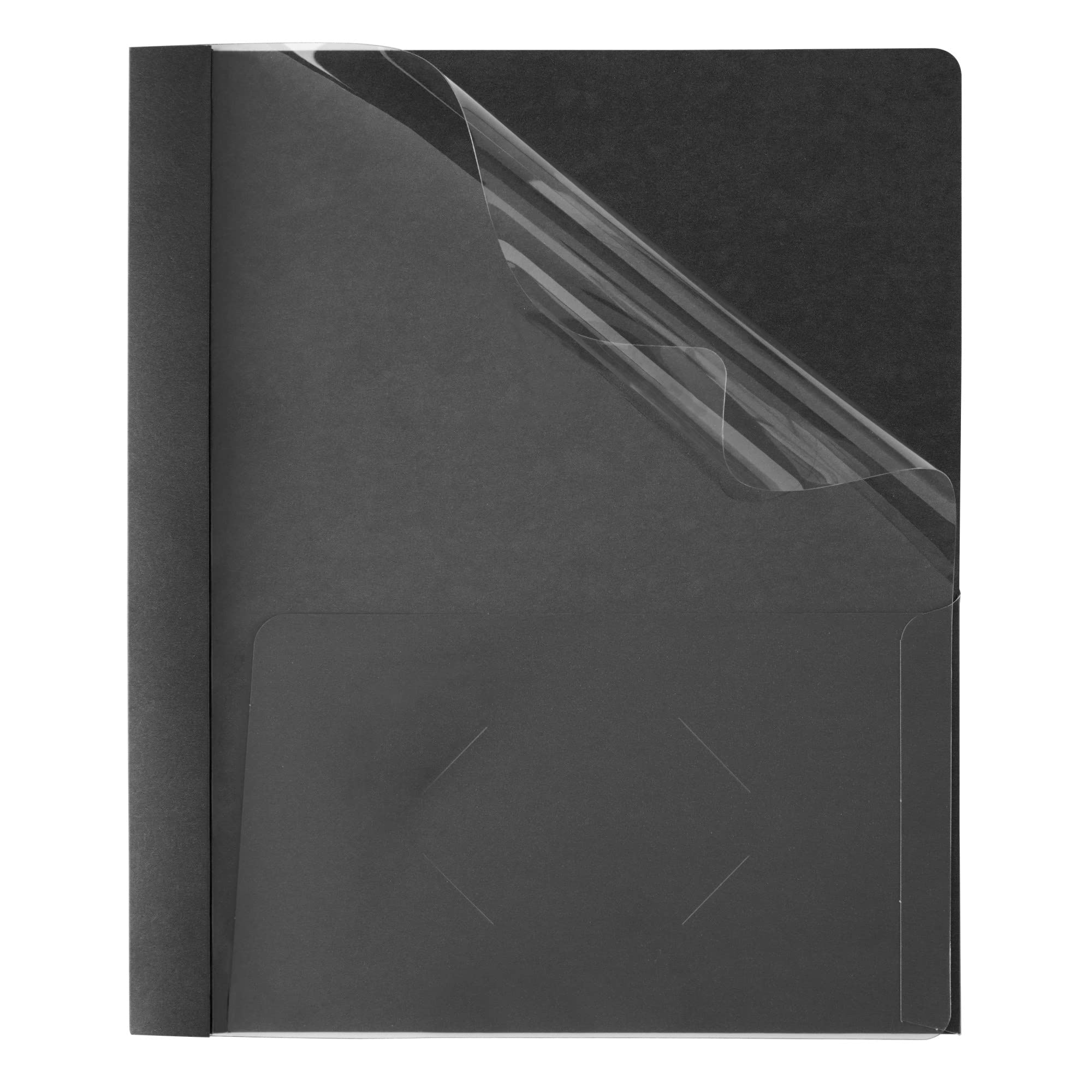 Office Depot(r) Brand Clear-Front Report Covers, 8 1/2" x 11", 1/2" Capacity, Black, Pack Of 25