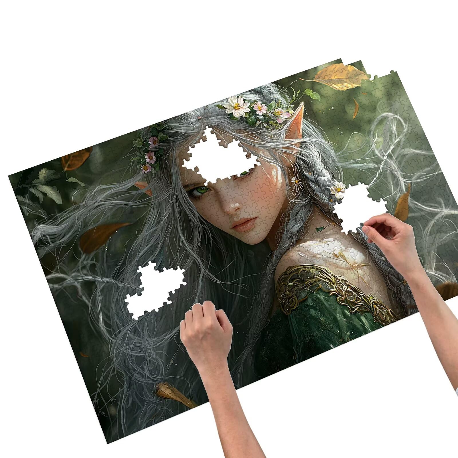 Puzzle 1000 Pièces, Puzzle 1000 Pièces Adultes en Bois, Bricolage Jeu Éducatif avec Boite Cadeau pour Adultes, Bois Épais et Résistant, Puzzles pour Décor, Idee Cadeau Femme Homme, Thème: Elfe, Q-91