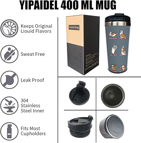Miniatura 3 de Ideas English Bulldog - Taza de café de viaje para amantes de las mascotas, regalo para hermana amiga, cumpleaños, 13 onzas con tapa abatible,