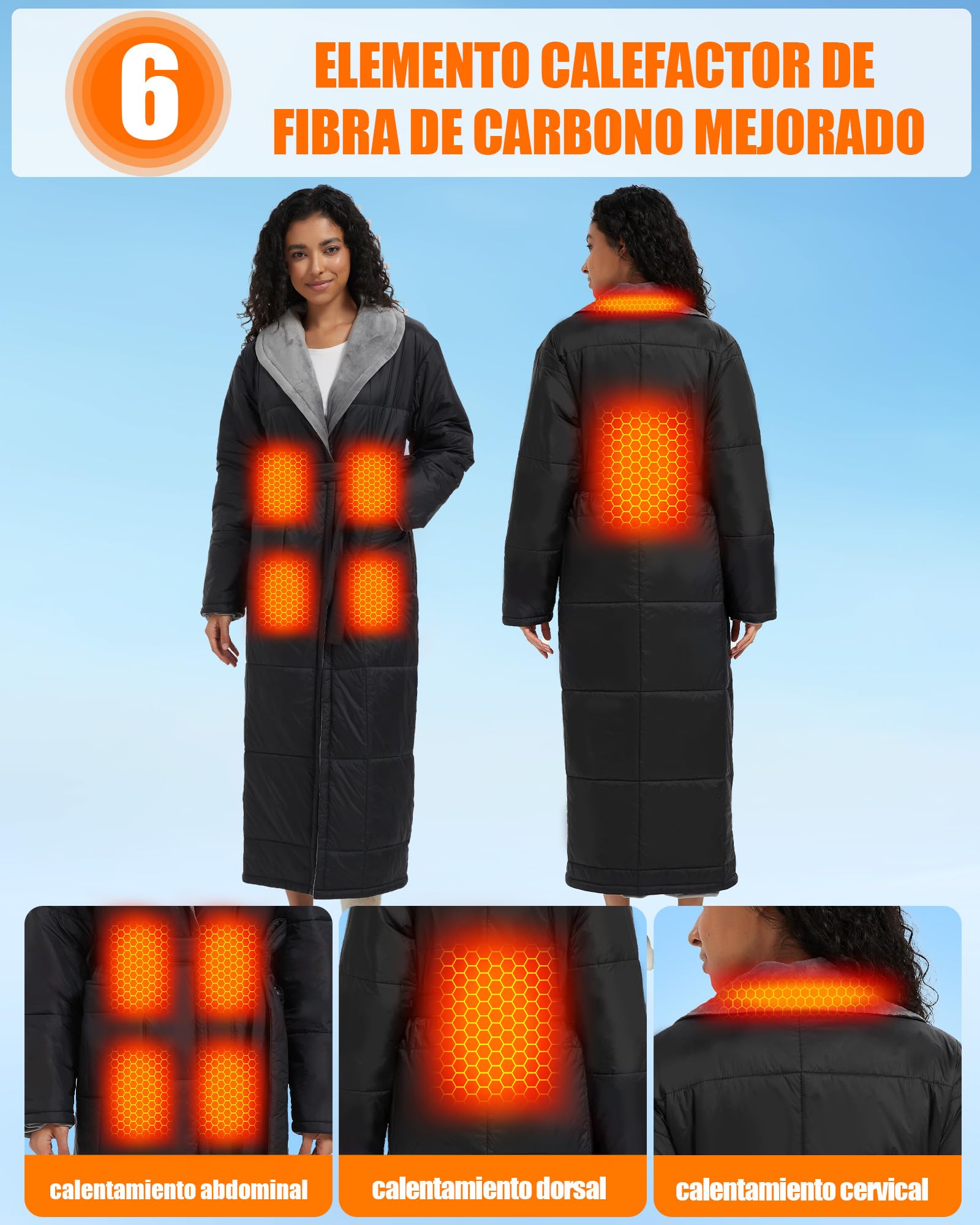 CYCYHEAT Manta Eléctrica con Mangas 20000mAh Batería 7.4V para Hombre y Mujer – Manta Eléctrica Portátil con Tecnología de Calefacción Mejorada para Casa