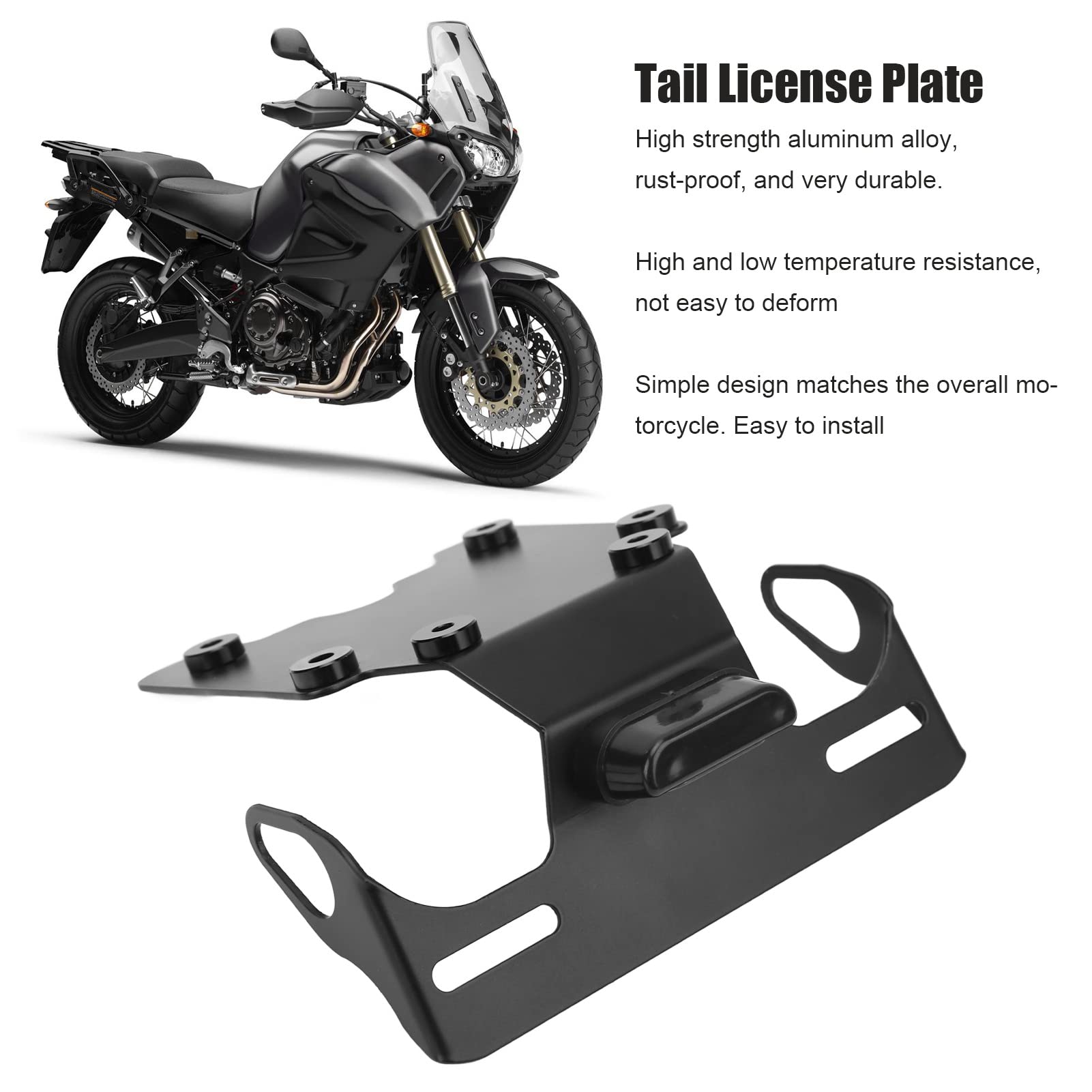 Akozon Uchwyt na Tablicę Rejestracyjną Motocykla Aluminium Zamiennik dla Tenere 700 XTZ700 2019-2022