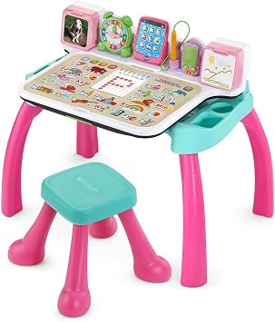 مكتب أنشطة فاخر من VTech Explore and Write، تغليف خالٍ من الإحباط، وردي