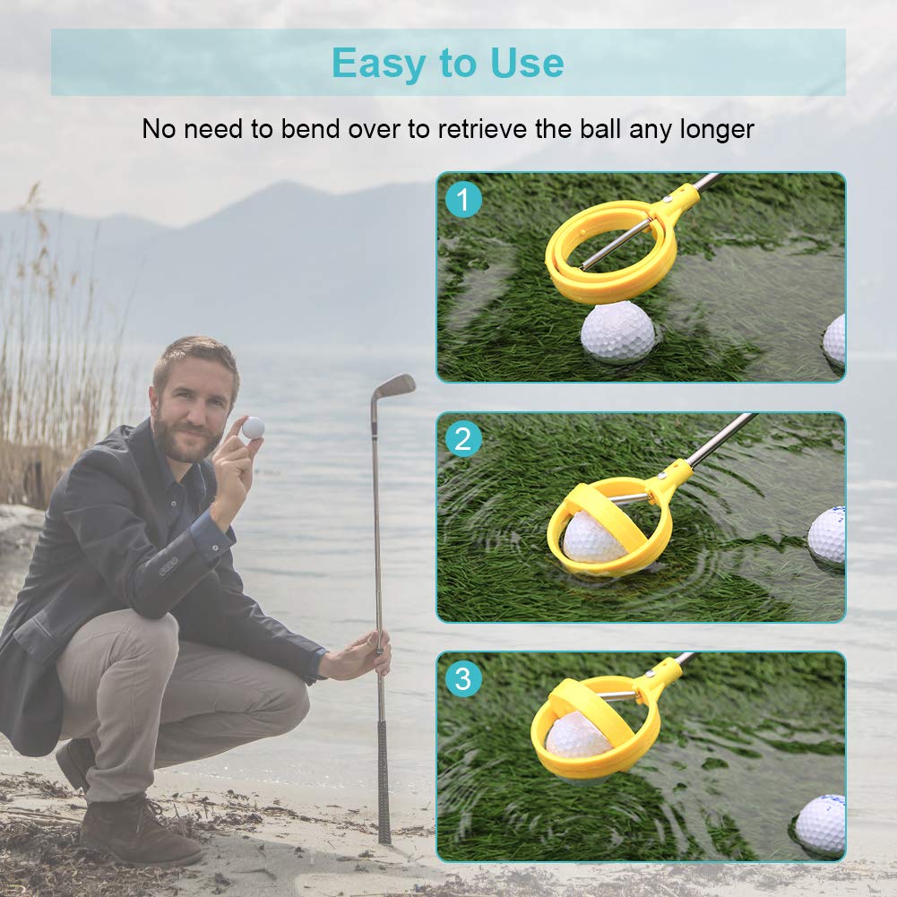 Yosoo Health Gear Raccoglitore di palline da golf, Pallina Da Retriever, Ball Retriever, Raccogli Palline, Pickup Telescopico per Palline Da, Acciaio inossidabile Golf Picker telescopico