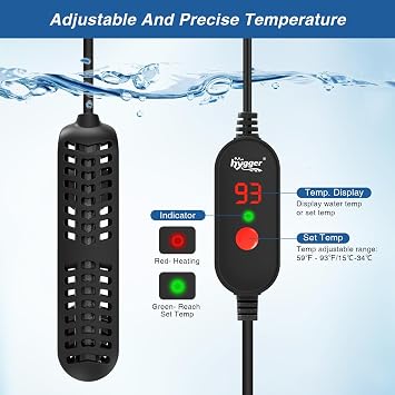 hygger 35W Small Aquarium Heater, Betta Fish Tank Heater with Adjustable Temperature External Controller and Over-Temperature Protection, for 8-16 Gallons Freshwater & Saltwater Fish Tank Turtle Tank