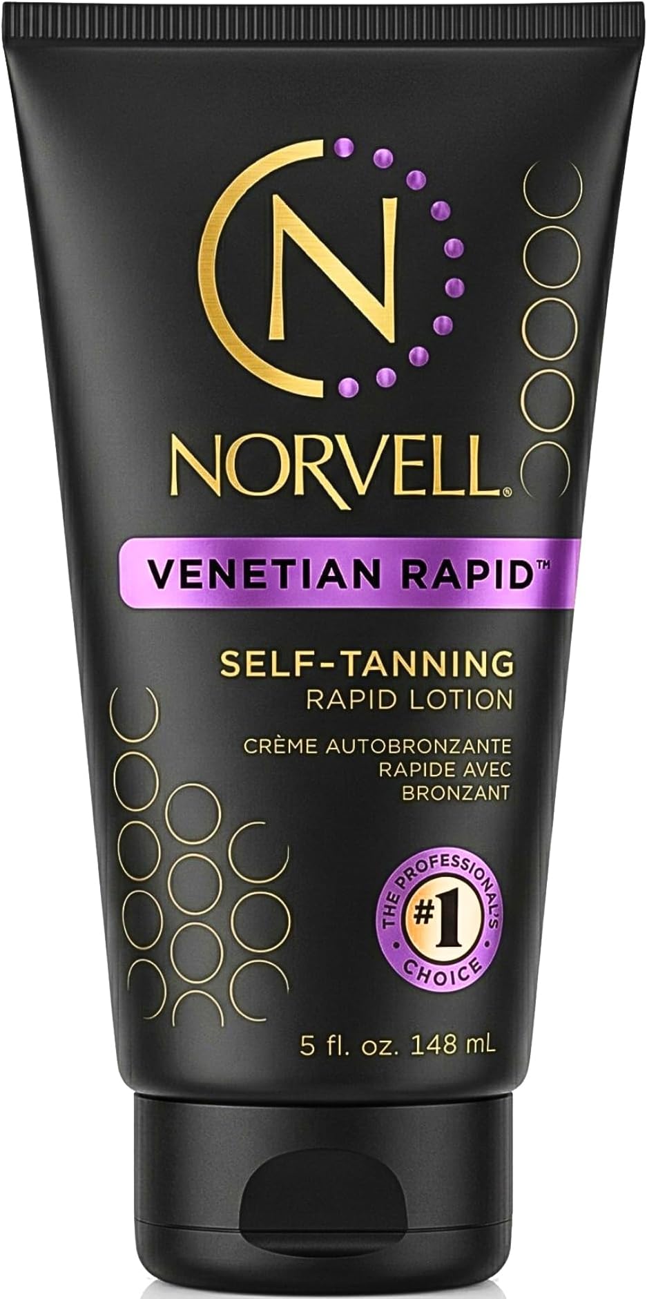 Norvell Venetian Rapid Sunless Self Tanner Lotion 5 fl oz | Professional Fast Acting Self Tanning Cream for Natural Bronze Glow, Streak Free, Long Lasting, Anti Orange Fake Tan