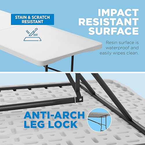 Miniatura 10 de Sorfey Mesa plegable portátil de 5 pies x 28 pulgadas de plástico para interiores y exteriores para picnic, barbacoa, fiesta,