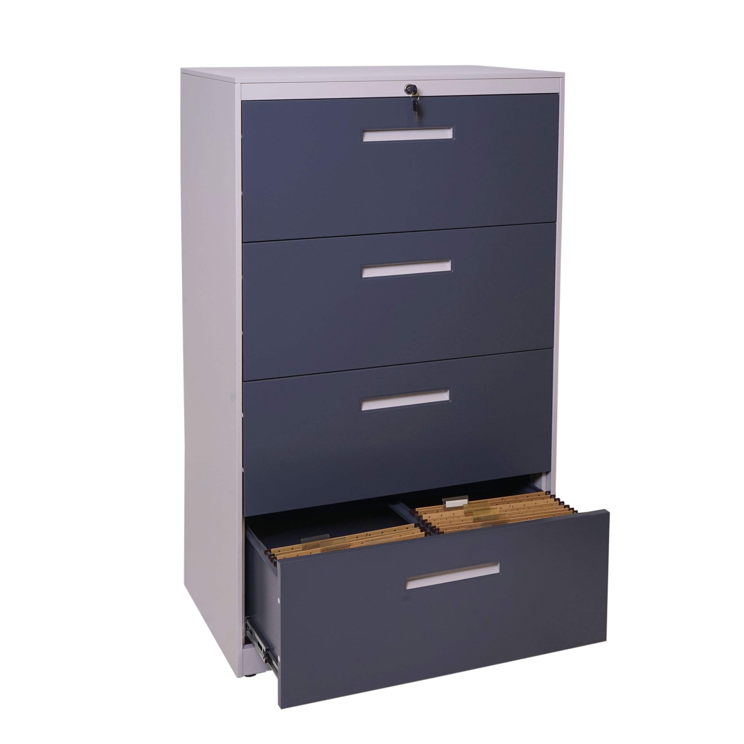 Mendler Classeur Suspendu HWC-A10 A4 verrouillable 132x76x46cm Gris Gris foncé