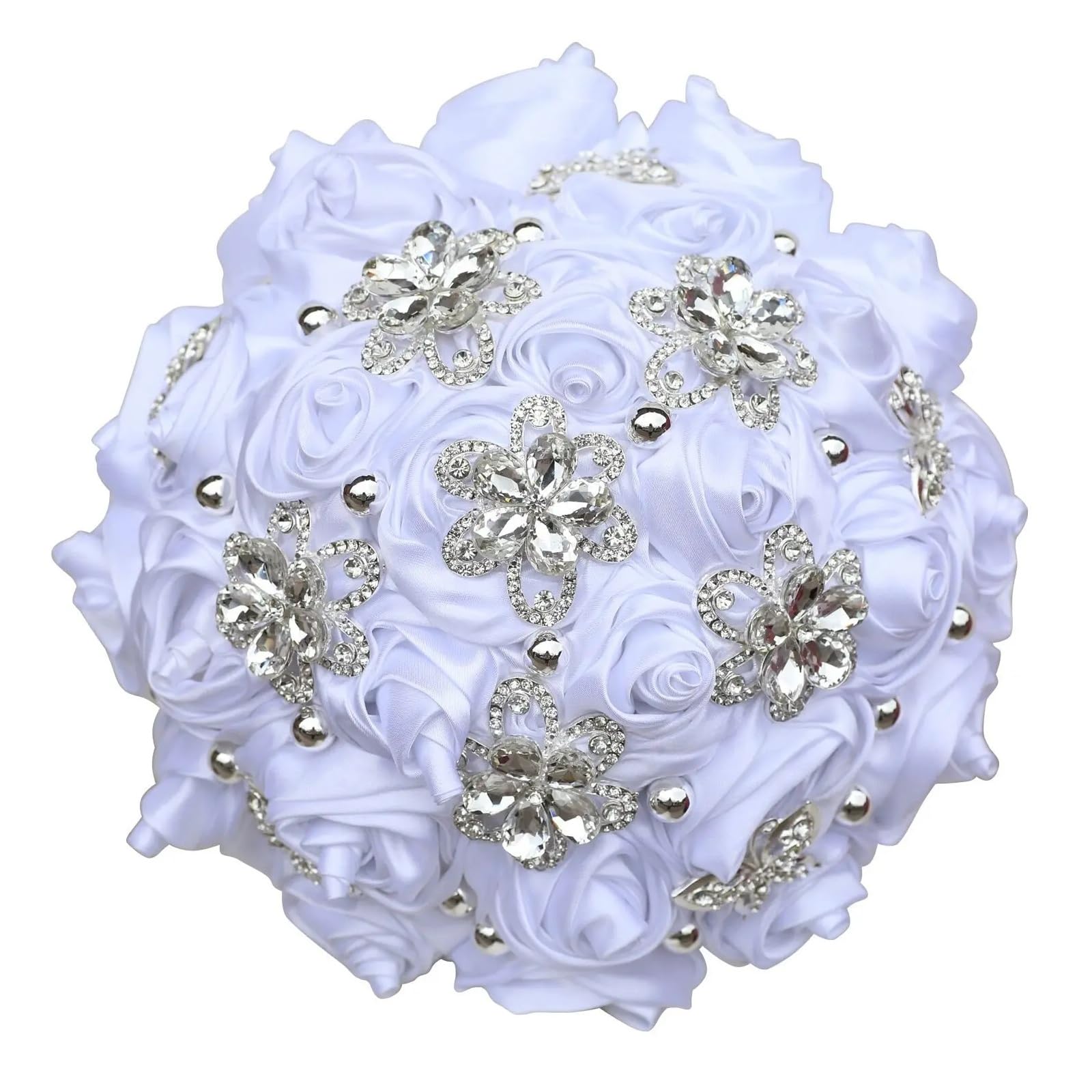 UJEDFHV Wedding Bouquet Crystal Bride Handmade Satin Rose Elegant Wedding Flowers Bridal Bouquet for Prom(Color 13)
