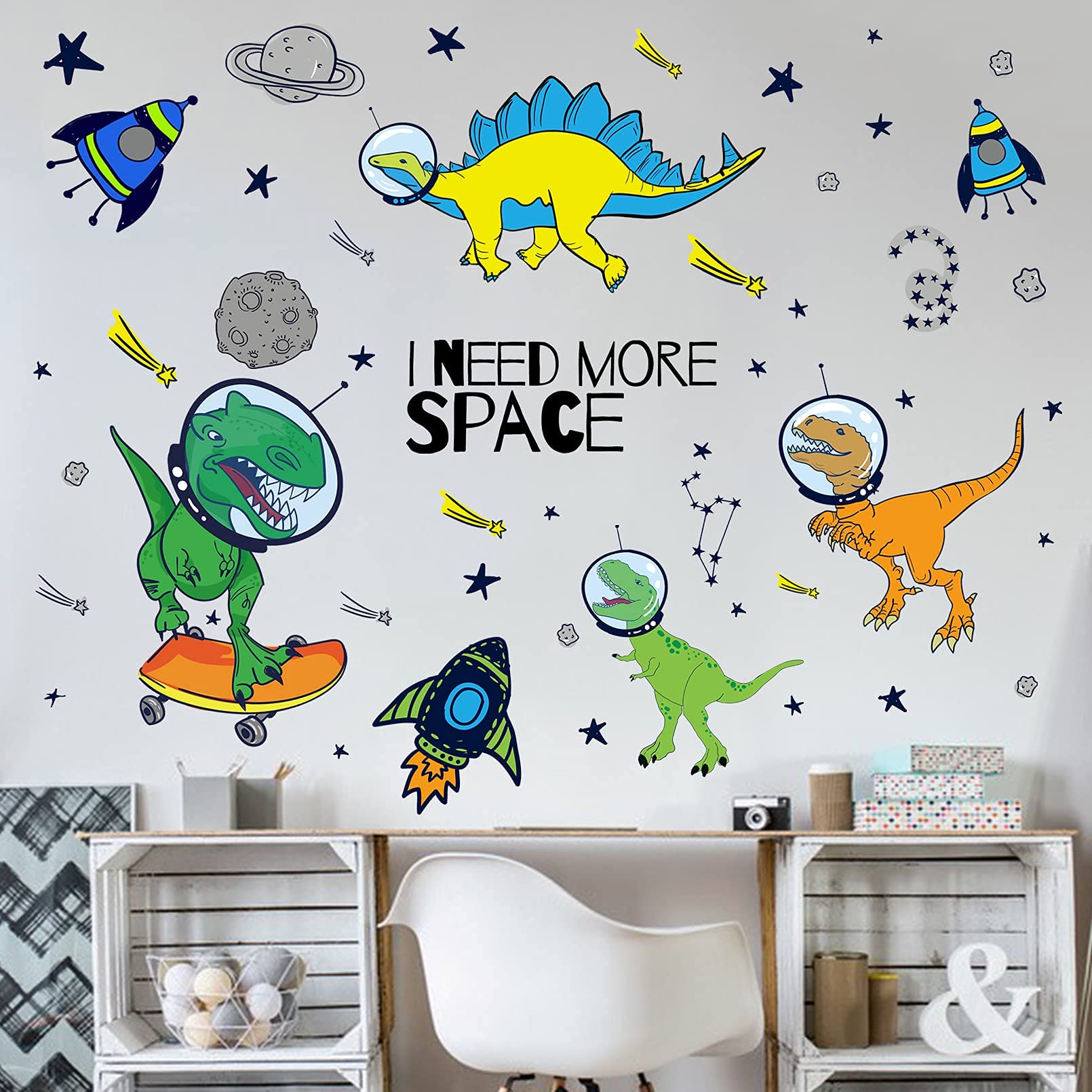 Colorful Christmas Dinosaur Wall Decals - Peel & Stick Xmas Tree Dino Stickers For Kids' Room, Fridge, Windows - View #6