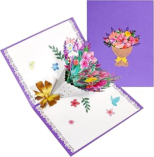 GREETING ART Magnolia Flower Pop Up Card,Valentine's Day Popup Card,Mothers Day Pop Up Card, 3d Greeting Card, Anniversary Pop Up Card, Flower Card,Birthday Card for Mom Wife Friends Famiry