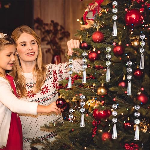 Miniatura 7 de Jishi Paquete de 30 adornos de gota de cristal de plástico transparente para colgar, decoraciones de centros de mesa, guirnaldas de candelabros,