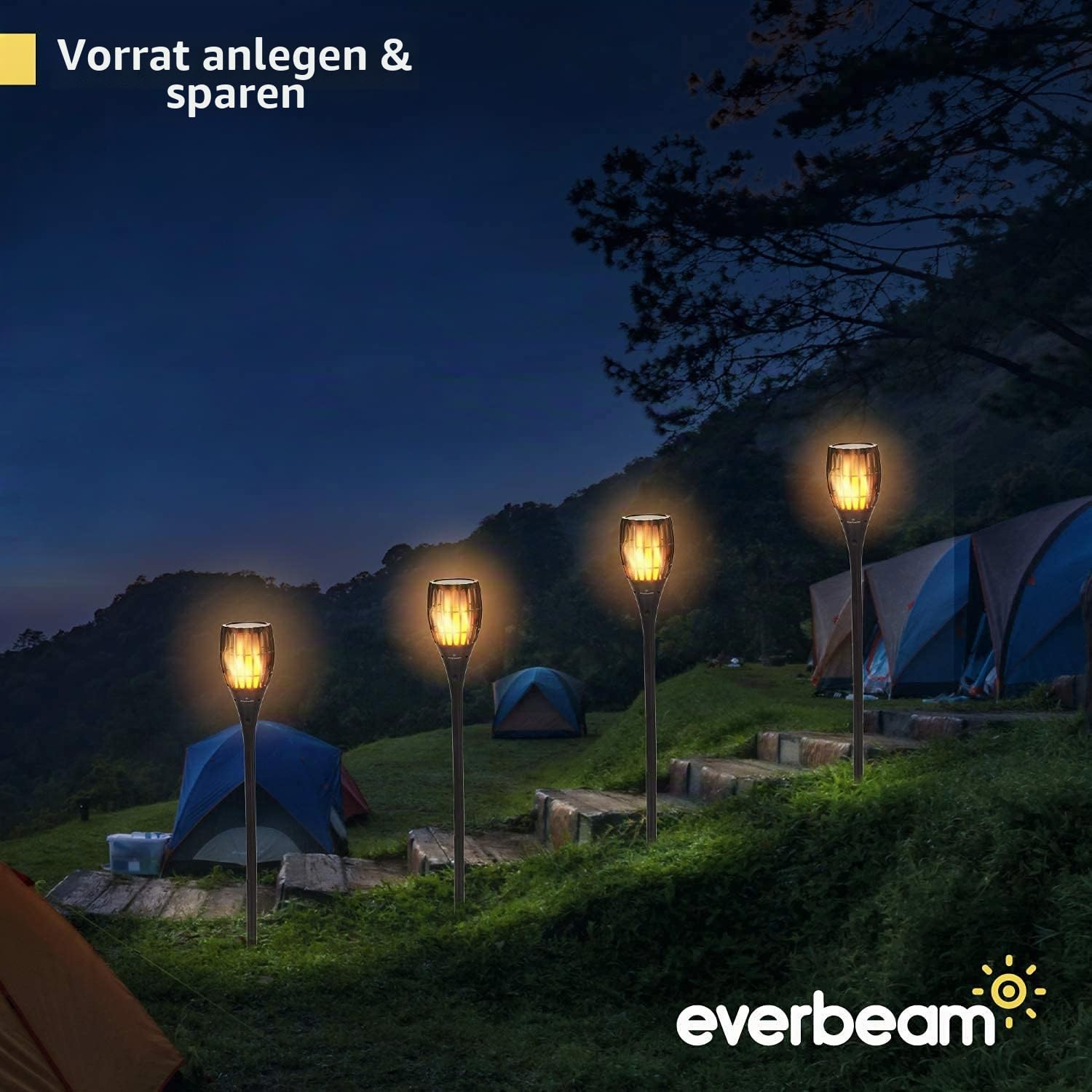 Everbeam P1 Solar-Fackeln flackernder Flamme wasserdicht 96 LED 2er-Pack
