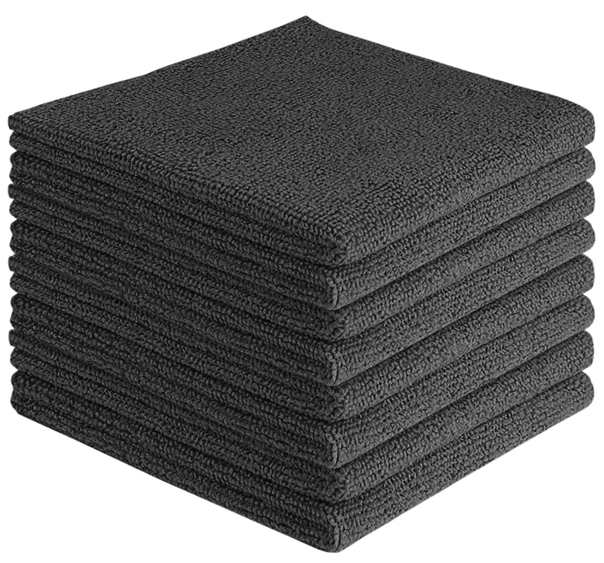 Aidea Black Microfibre Cloth Pack Of 8, Multifunctional Reusable Cleaning Cloths, Lint Free Streak Free Washable Cloth Duster For House, Kitchen, Car, Motorbike, Windows 30 X 30 Cm,