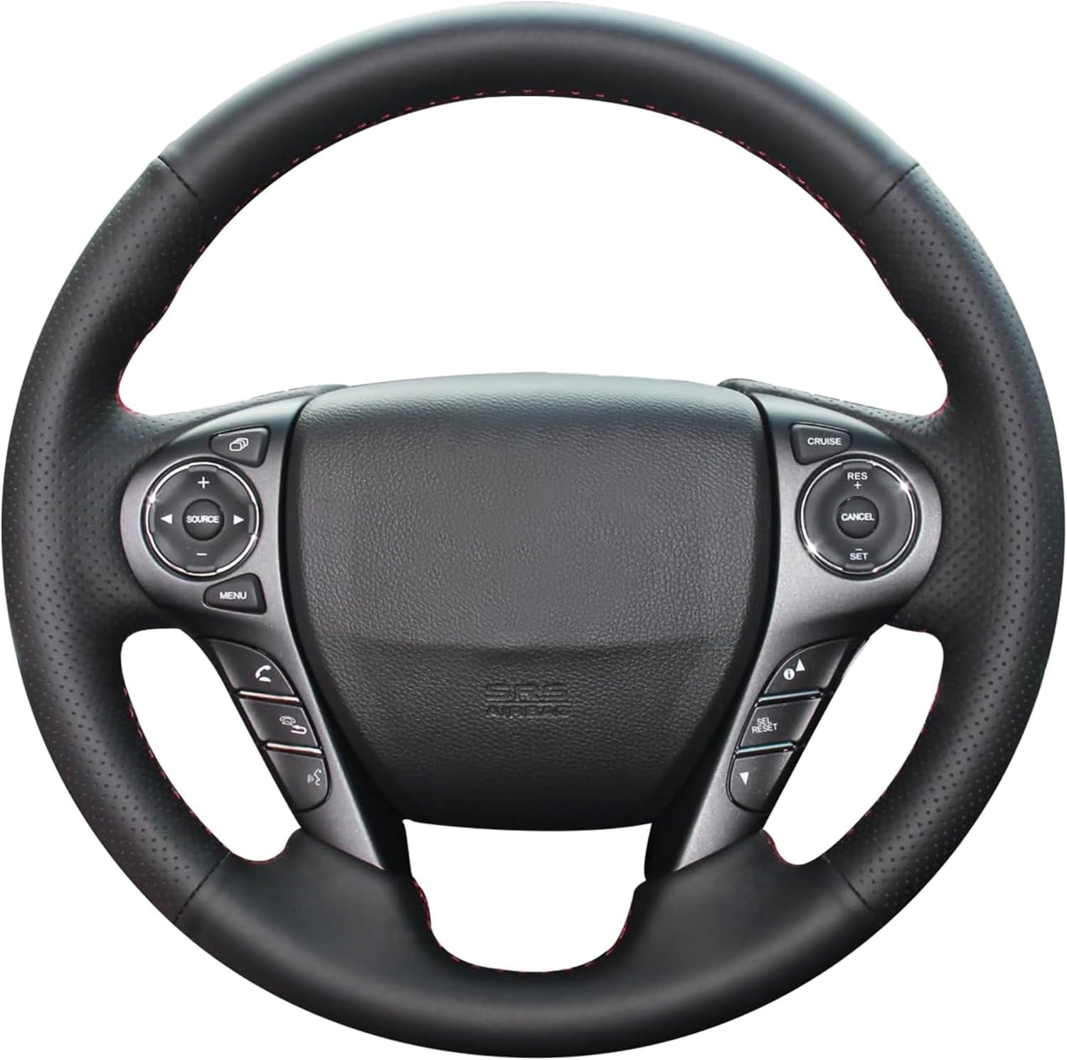 Loncky Black Genuine Leather Auto Custom Steering Wheel Covers for Honda Accord Sport Touring EX-L 2013 2014 2015 2016 2017 / Honda Crosstour EX-L 2013 2014 2015 Accessories