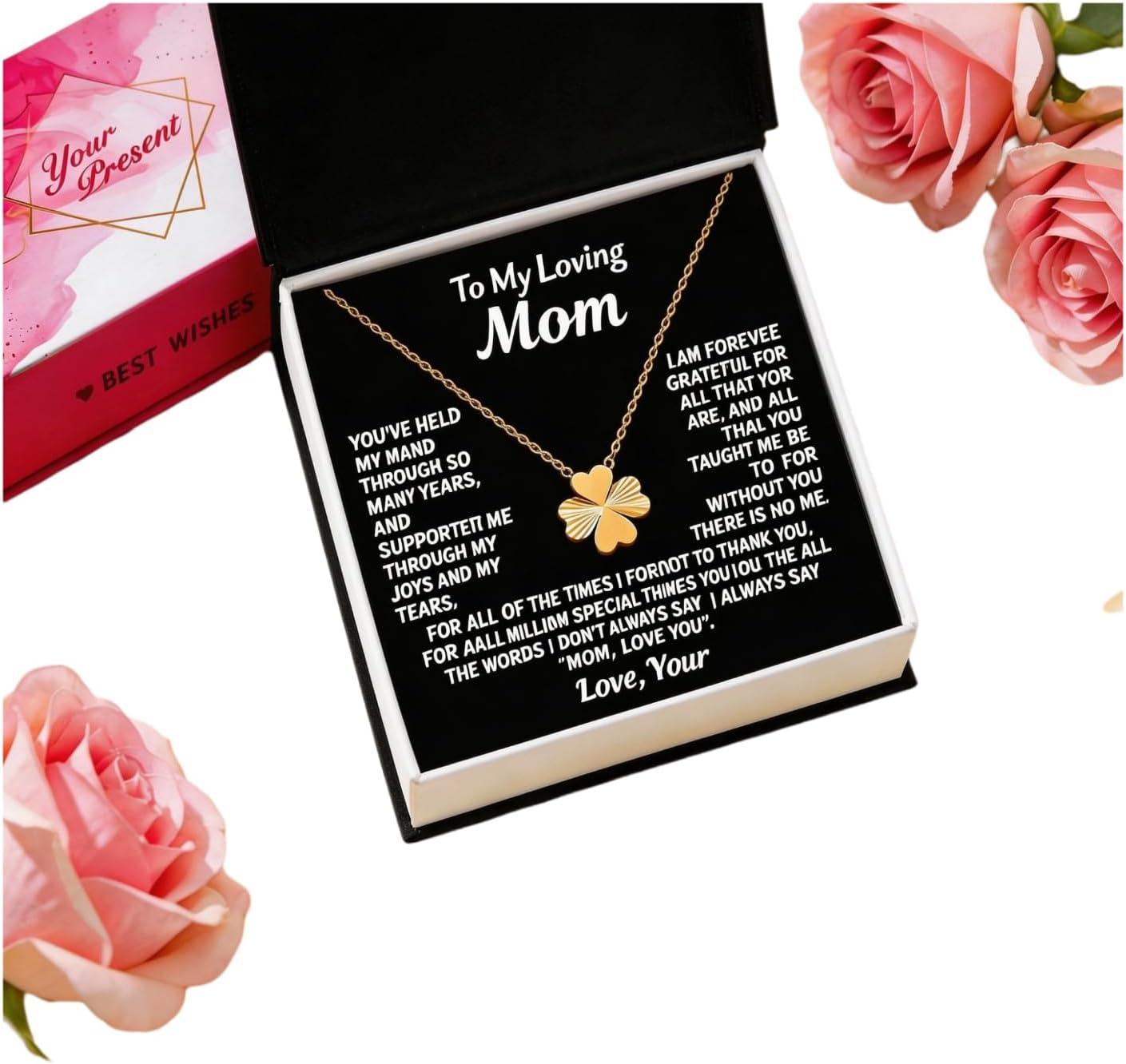 Mothers Day Gifts,Birthday Gifts for Mom With Heartfelt Message Card, Elegant Fashionable Pendant Necklace,Dainty Fine Jewelry