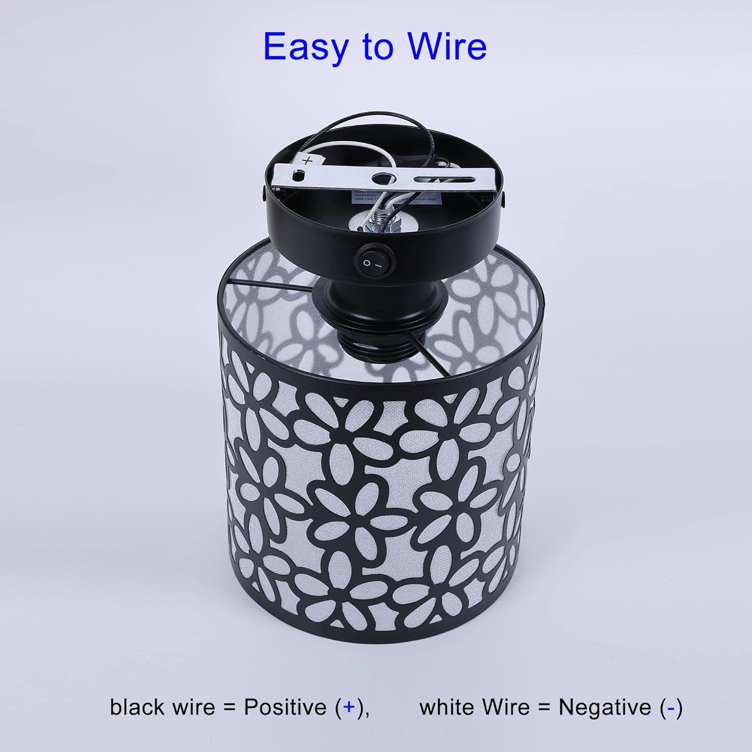 RV Pendent Dining-Room Light Fixture, 1X Replaceable LED Bulb Included, 12V RV Interior Light with Switch, Black Scrolled Flower Shape, 12Volt Interior Light for RV Motorhome Camper Trailer