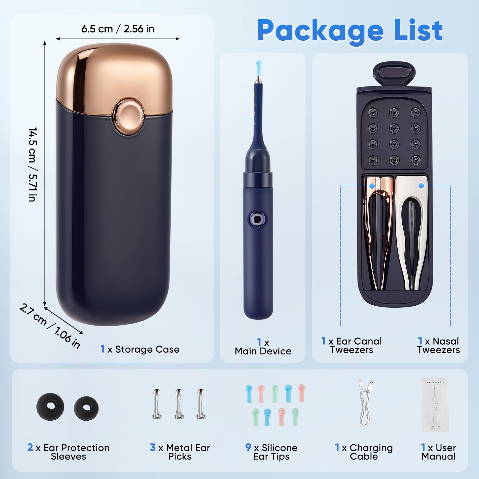 Otoscopio Removedor de Cera de Oídos, Cámara Limpiadora de Oídos Flexible HD de 8MP, con Pinzas de Repuesto para Exámenes de Oídos/Nariz, Otoscopio Oído para Adultos, Niños