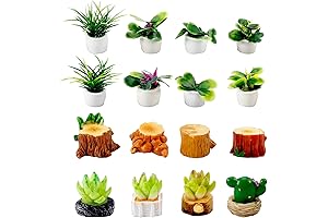 16Pcs Miniature Plant Bonsai for Mini Gardens