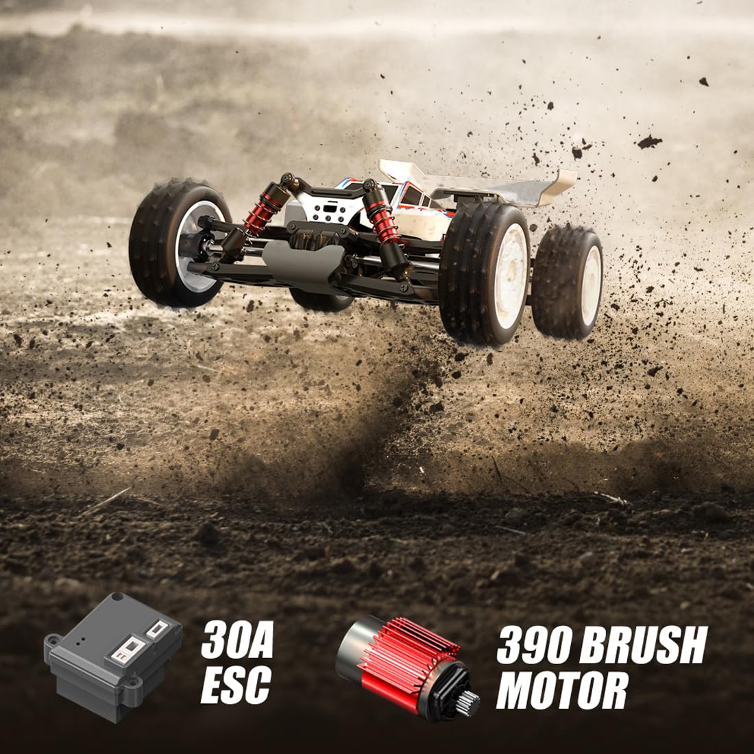 Samochód sterowany radiowo 50 km/h, szczotkowany silnik o dużej prędkości, 4WD RC Drift Offroad, terenowy, 2,4 GHz off-road crawler, sterowany radiowo (2 baterie)