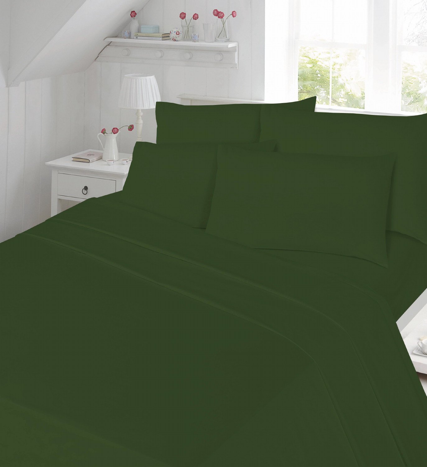 Goldstar Green Goldstar® Dark King Fitted Sheet Percale 180 Thread Count 10" Deep Hotel Quality Bed Sheet