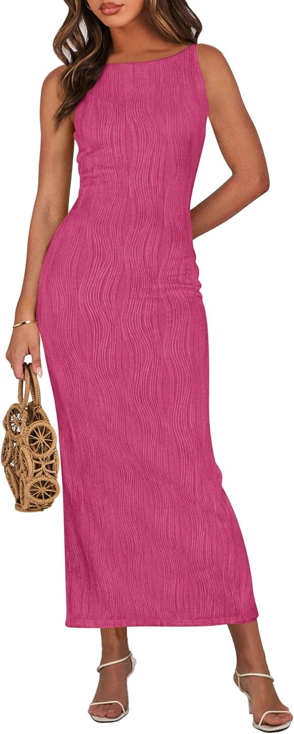 PRETTYGARDEN Womens Maxi Dress 2025 Summer Spaghetti Wedding Guest Long Resort Wear Casual Bodycon Sun Dresses