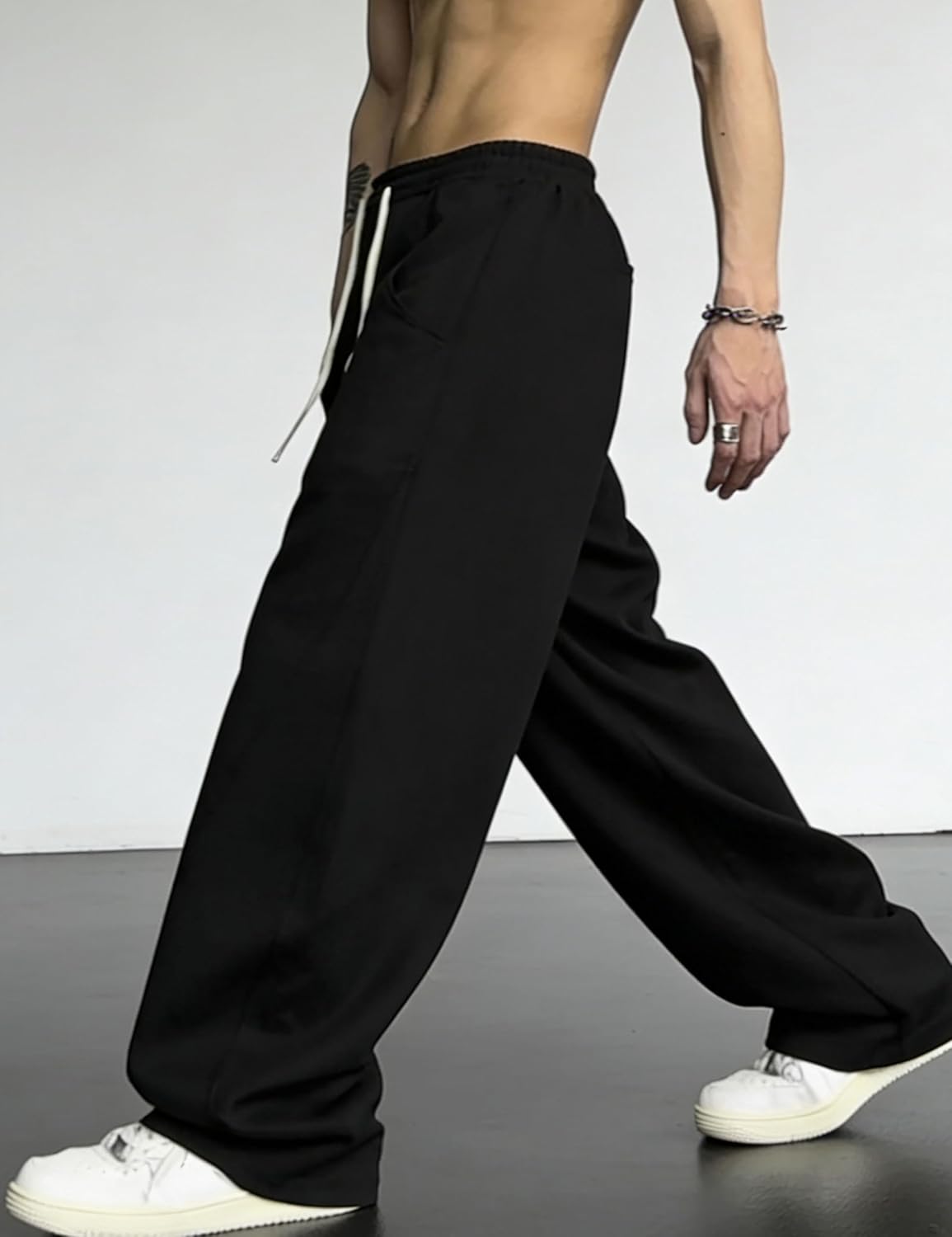 FCOOLYEET Mens Straight Leg Sweatpants Elastic Waist Drawstring Track Pants Loose Baggy Joggers Sweatpants with Pockets - Image 4