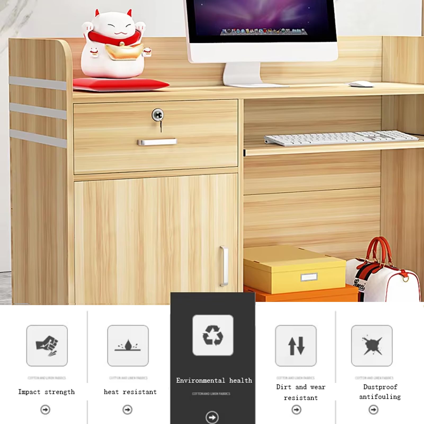 Recept Desk moderno, banco vendita al dettaglio con Ders chiudibile a chiave, tavolo da ingresso semplice per casa e ufficio, tavolo da 80 cm/31,4 pollici per aziende